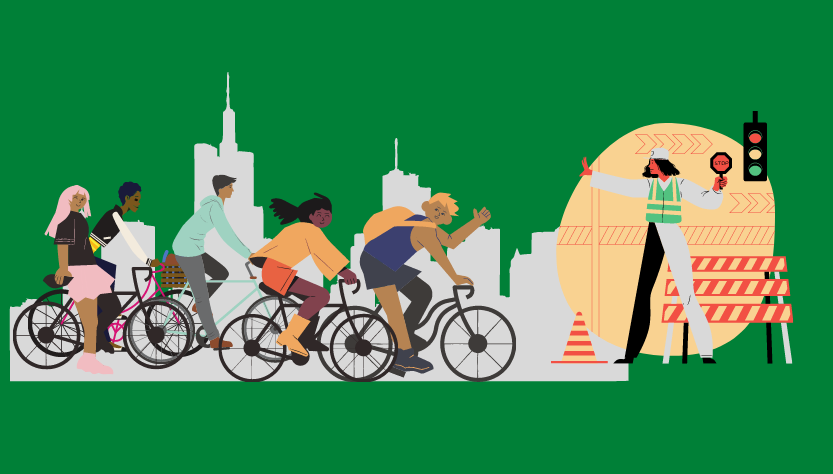 Ilustración Trabajadores Muévete en Bici