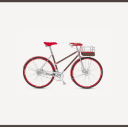 Bicicleta Louis Vuitton con rines de madera rojos