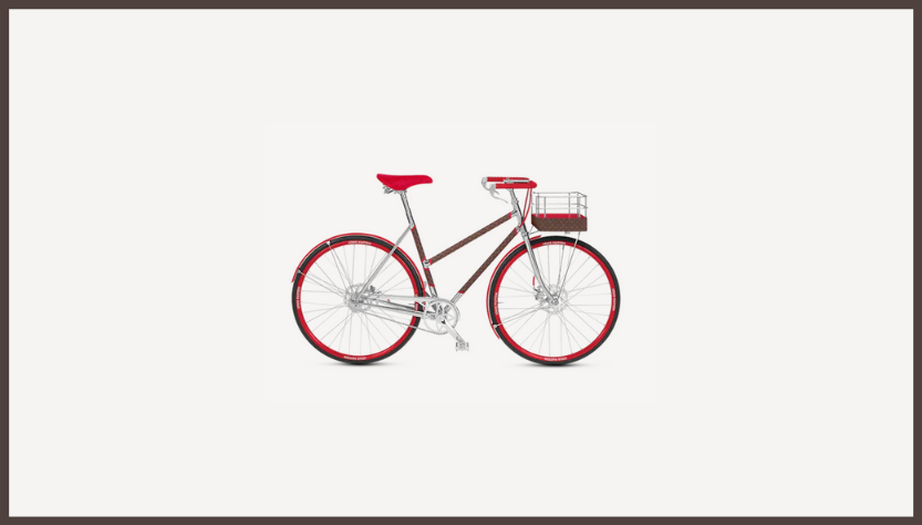 Bicicleta Louis Vuitton con rines de madera rojos